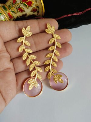 Baroque Mother of Pearl Brass Earrings?025