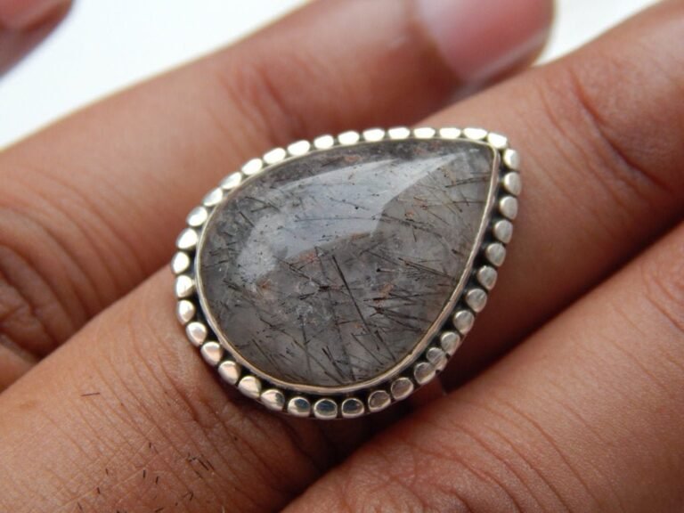 Grey Rutile Quartz Ring in 925 sterling silver, Grey rutile gemstone, Sterling silver jewelry, Rutile Jewelry, Gift Item , Handmade Jewelry R0236-GS
