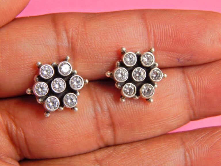 Earring stud 925 Sterling Silver Jewelry earring stud With gemstone zircon faceted for Girls & Women gift item E0477-GS