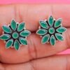 Emerald Earring stud-925 Sterling Silver Jewelry Earring Stud with gemstone Emerald faceted, Handmade Earring for Girls & Women E0624-GS