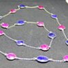 Natural Blue Sapphire & Ruby Cut Bezel Necklace In 925 Sterling Silver Necklace, Handmade Necklace, Gemstone Jewelry, Gift for her NL0254-GS