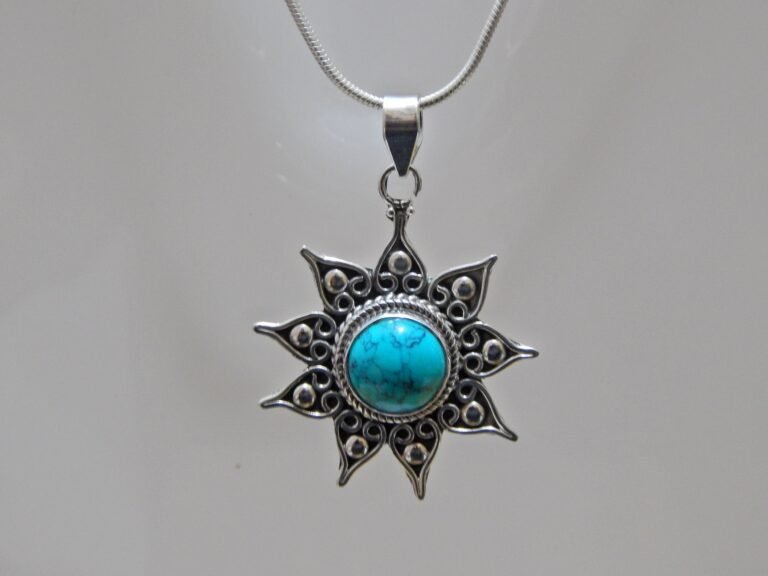 Turquoise Pendant With Snack chain-925 Sterling Silver Jewelry- Gemstone Turquoise-Cabochon Handmade- For Girls & Women Gift Pendant P0055-GS