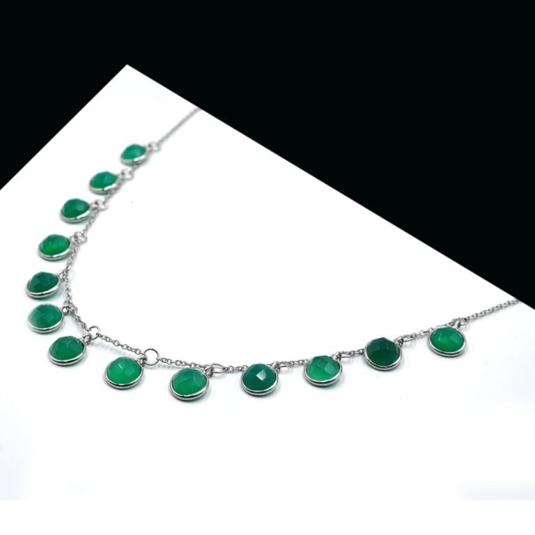 Natural Green onyx Bezel Necklace 925 Sterling Silver Jewelry With Gemstone green onyx necklace For Girls & Women Gift item NL0257-GS