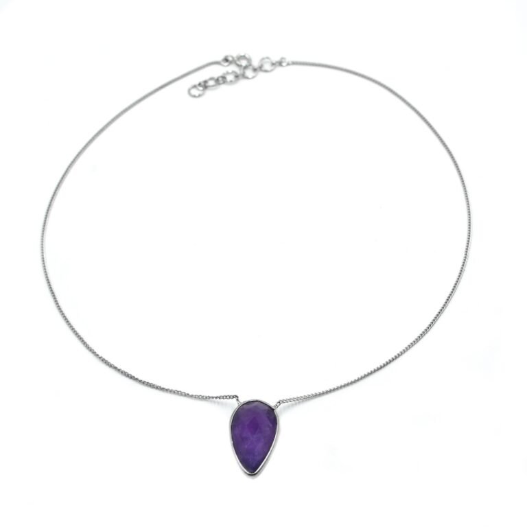 Dainty Sterling Silver Necklace , Amethyst Necklace , Minimalist Necklace , Wedding Jewelry , Choker necklace , Gift item , Wedding Gift NL0261-GS