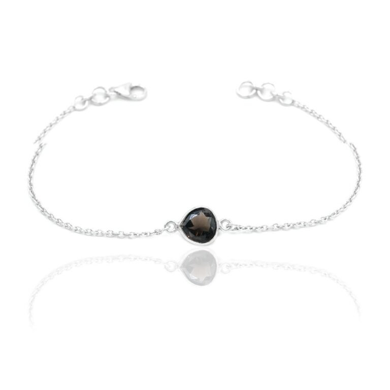Natural Smoky 925 Sterling Silver Bracelet , Dainty Bracelet , Wedding Jewelry , Minimalist Bracelet , Gift for her , Anniversary gift BR0014-GS
