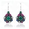 925 Sterling Silver Jewelry earring stud With gemstone ruby, Emerald ,Sapphire and faceted for Girls & Women gift item E0289-GS