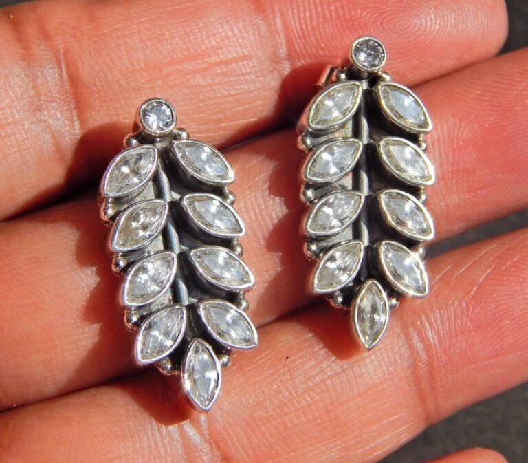 Cubic Zirconia Earring Stud ,925 Sterling Silver Earring Stud, Gift, Handmade Earring, Gemstone Zircon faceted Earring StudE0756-GS