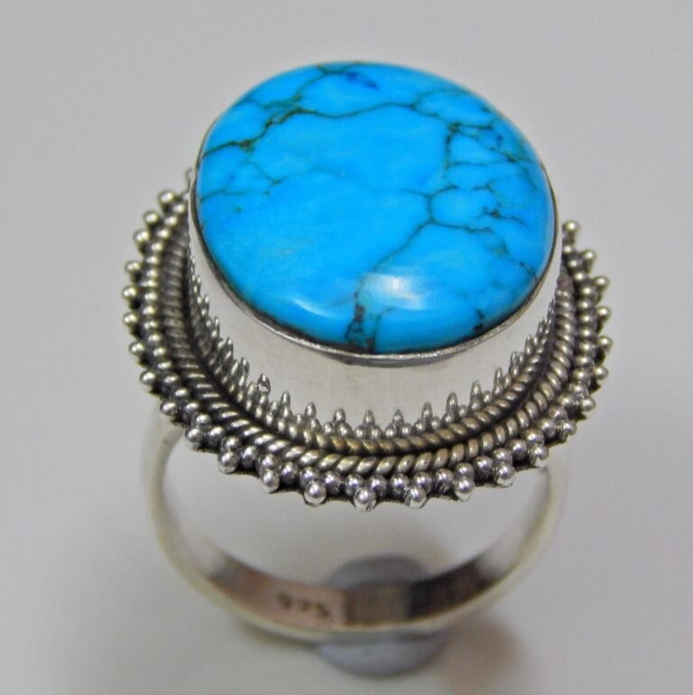 Turquoise Ring, 925 Sterling Silver Ring, Handmade Ring, Long Oval Gemstone Ring, Statement Ring, Anniversary Ring, Handmade Jewelry R0186-GS