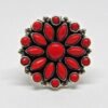 Natural Coral Rings -925 Sterling Silver Jewelry, Handmade ring With Multi gemstones, Wedding Ring, Adjustable Ring, Gift For Her R0056-GS