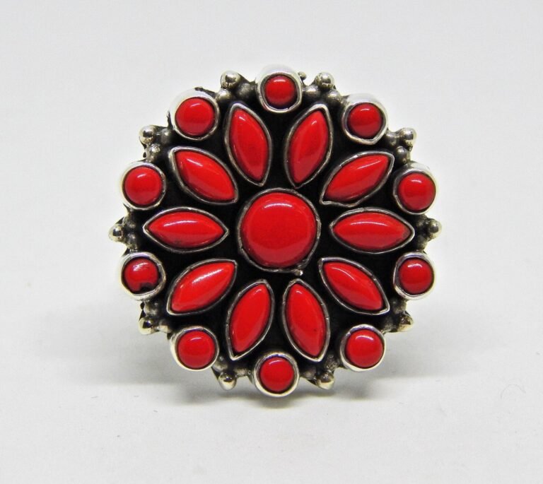 Natural Coral Rings -925 Sterling Silver Jewelry, Handmade ring With Multi gemstones, Wedding Ring, Adjustable Ring, Gift For Her R0056-GS