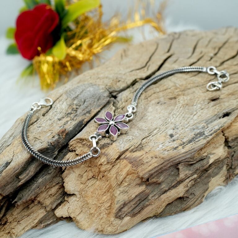 Natural Ruby Floral Bracelet 925 Sterling Silver Natural Gemstone Adjustable Bracelet Jewelry Anniversary Gift For Her BR0034-GS