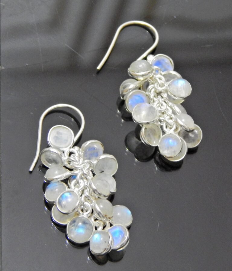 Grapes bunch Moon stone Earring ,925 Sterling Silver Jewelry earring with gemstone moonstone Earring Cabochon for Girls & Women Gift Item E0855-GS