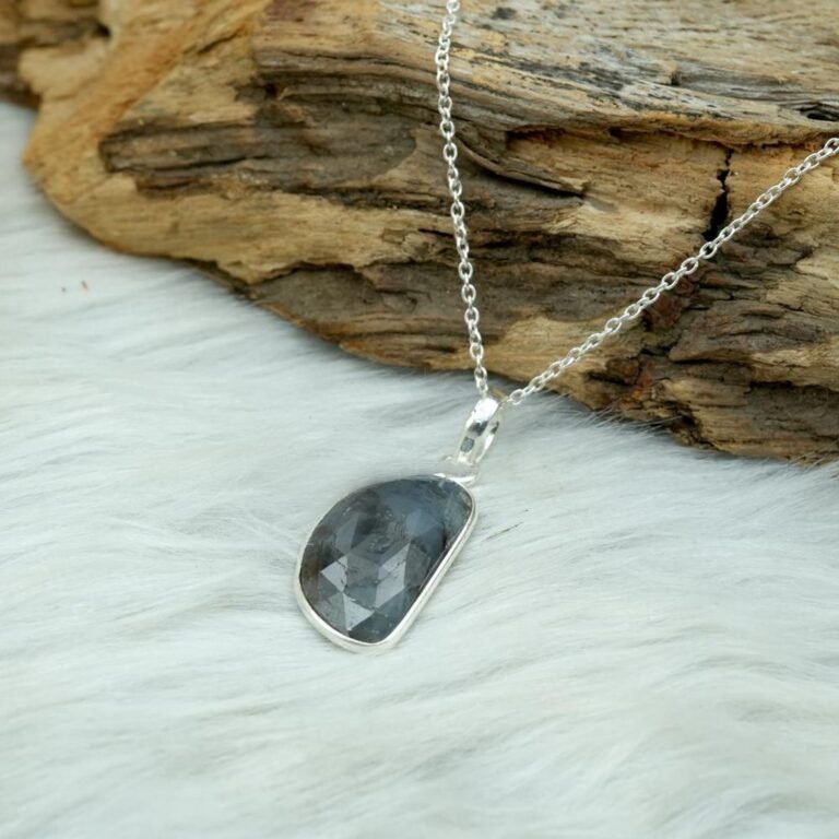 Natural Multi Sapphire Gemstone 925 Sterling Silver Necklace 17"inch Fancy Cut Sapphire Gemstone Pendant Handmade Necklace Gift Item NL0291-GS