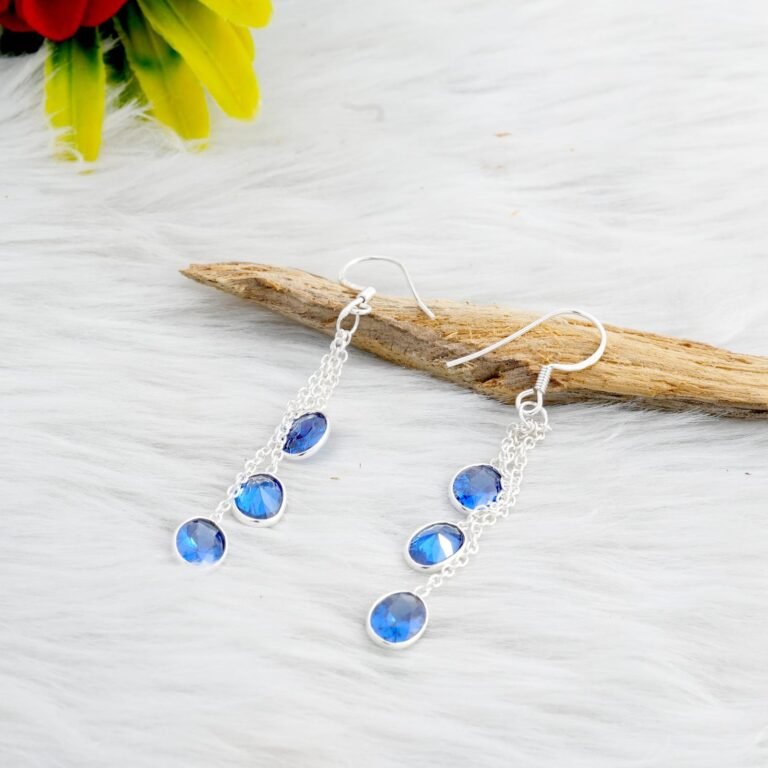 Dainty Blue CZ Earring Stud Sterling 925 Silver Earring Stud Cubic Zirconia Earring Stud Wedding Earring Gift For Her Gemstone Earring Stud E0894-GS
