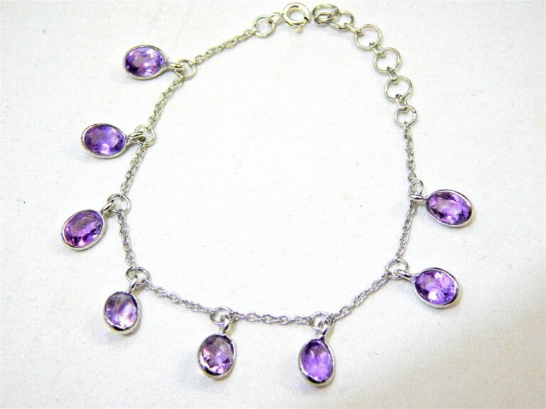 Purple Amethyst Bracelet, 925 Sterling Silver bracelet , Dainty Bracelet , Minimalist Jewelry , Wedding Jewelry , Oval Shape Bracelet BR0067-GS