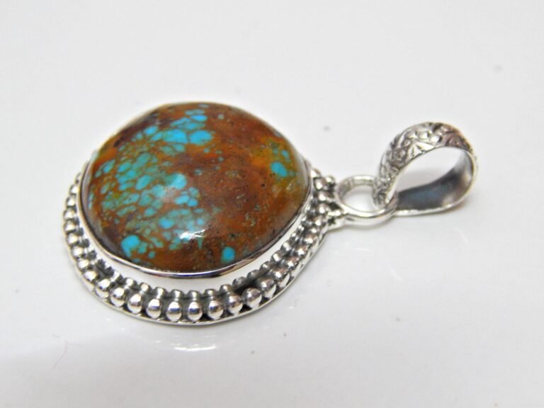 Natural Turquoise Pendant -925 Sterling Silver Jewelry- Gemstone Turquoise-Cabochon Handmade Pendant- For Girls & Women Gift Pendant P0025-GS