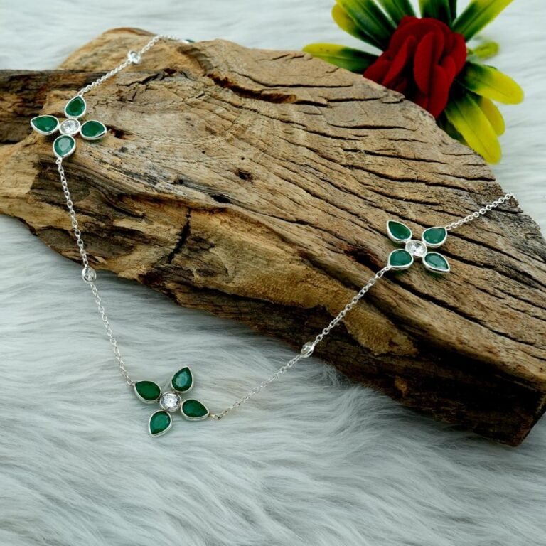 Emerald Necklace Sterling 925 Silver Necklace Choker Necklace Minimalist Necklace Wedding Necklace Gift For Her Natural Gemstones Necklace NL0073-GS