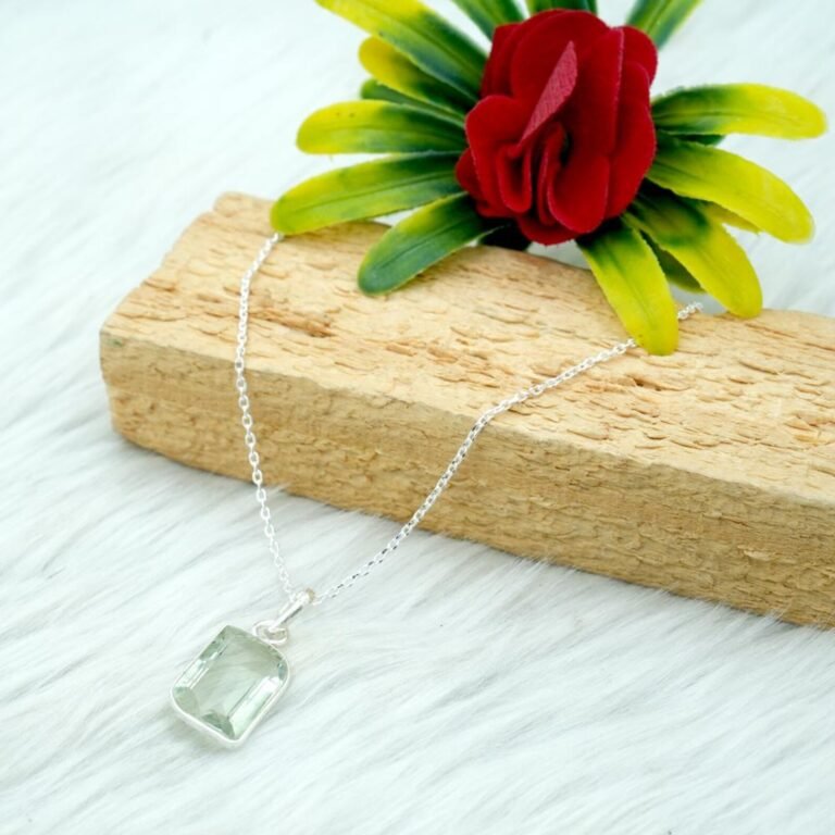 Green Amethyst Necklace 925 Sterling Silver Jewelry Green Amethyst Faceted Gemstone Necklace Wedding Gift Necklace Gift For Her NL0170-GS