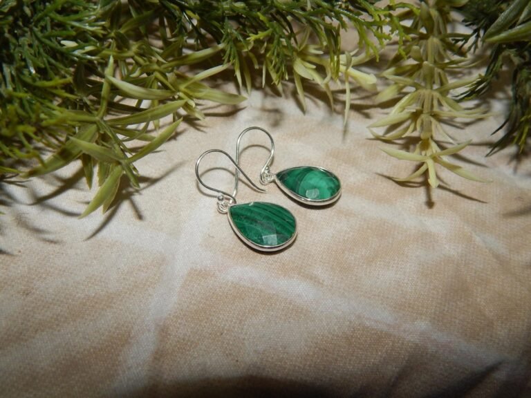 Dainty earrings Malachite Earrings Sterling Silver Jewelry Gemstone Earrings Women's Jewelry Wedding Gift Handmade Earrings Gift For Her E0245-GS