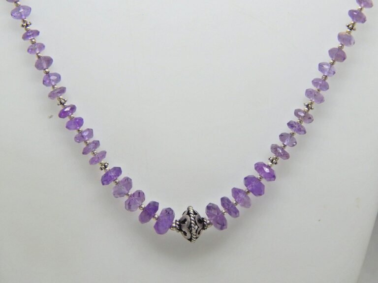 Natural AAA+ Quality Amethyst Faceted Beaded Adjustable Necklace In 925 Sterling Silver For Girls And Women, Gift Item, Wedding Jewelry NL0062-GS